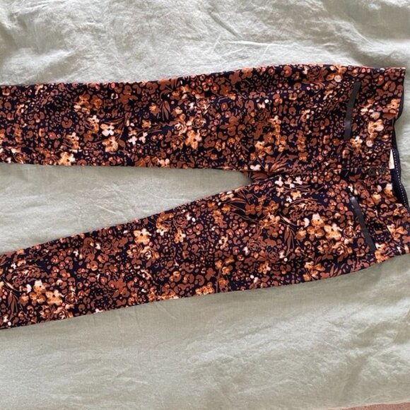 Anthropologie The Essential Slim Autumn Floral Print Trouser Pants - Size 4 - Picture 2 of 3